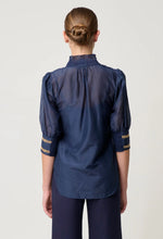 Load image into Gallery viewer, Mustique Cotton Silk Embroidered Blouse | Ink