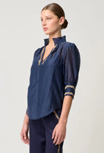 Load image into Gallery viewer, Mustique Cotton Silk Embroidered Blouse | Ink