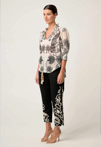 Oleander Cotton Silk Shirred Blouse | Imperial Stones