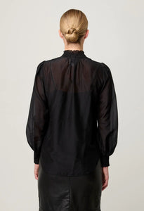 Catalina Cotton Silk Blouse | Black Flores
