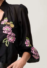 Load image into Gallery viewer, Catalina Cotton Silk Blouse | Black Flores
