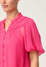 Load image into Gallery viewer, Selini Braided Neck Viscose Chiffon Blouse in Celosia Pink