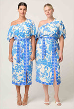 Load image into Gallery viewer, Juno Viscose One Shoulder Top in Azure Mosaic