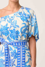 Load image into Gallery viewer, Juno Viscose One Shoulder Top in Azure Mosaic