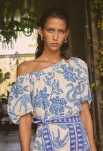 Load image into Gallery viewer, Juno Viscose One Shoulder Top in Azure Mosaic