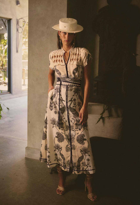 Xanthia Diamond Smock Yoke Dress | Imperial Stone