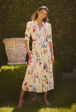 Load image into Gallery viewer, Xenia Yoke Linen Viscose Dress in Plume Blossom