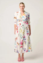 Load image into Gallery viewer, Xenia Yoke Linen Viscose Dress in Plume Blossom