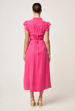 Load image into Gallery viewer, Athena Cupro Viscose Flutter Sleeve Dress in Celosia Pink