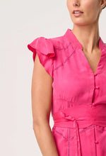 Load image into Gallery viewer, Athena Cupro Viscose Flutter Sleeve Dress in Celosia Pink