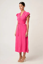 Load image into Gallery viewer, Athena Cupro Viscose Flutter Sleeve Dress in Celosia Pink