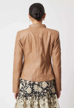Load image into Gallery viewer, Harmony Curved Hem Leather Jacket | Husk