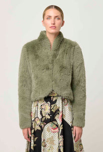 Reina Faux Fur Jacket | Jade Mist