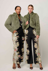 Reina Faux Fur Jacket | Jade Mist