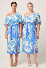 Load image into Gallery viewer, Zenobia Viscose Dobby Midi Skirt in Azure Mosaic