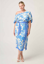 Load image into Gallery viewer, Zenobia Viscose Dobby Midi Skirt in Azure Mosaic