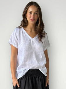 Ellie V Neck Top | White