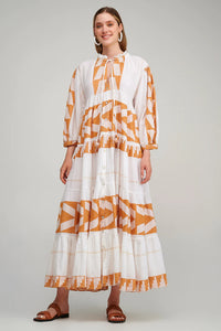 Zakar Maxi Dress | White/Camel