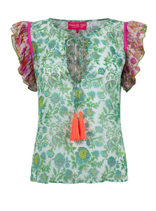 S24-424 Blouse | Green Pink