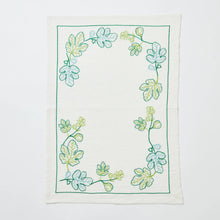 Load image into Gallery viewer, Fig Green Embroidered Tea Towel