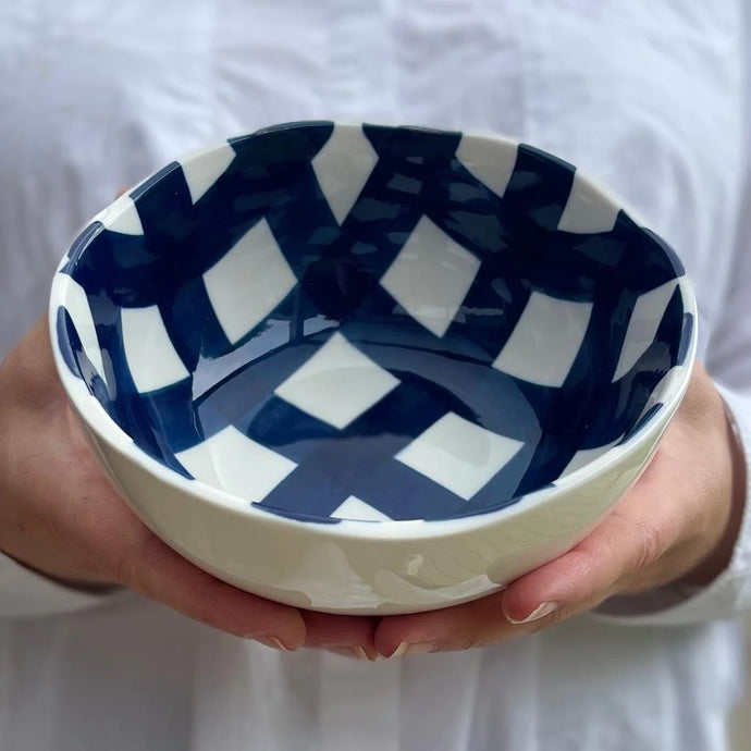 Navy Gingham Bowl | Small