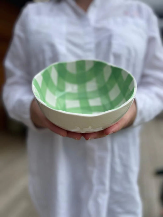 Green Gingham Bowl | Small