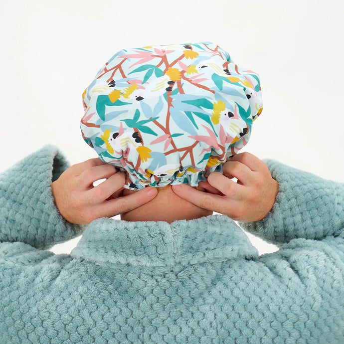 Cotton Shower Cap | White Cockatoos