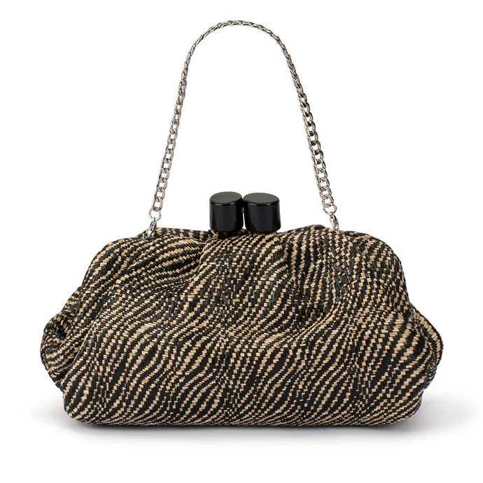 Addison Woven Clutch | Black