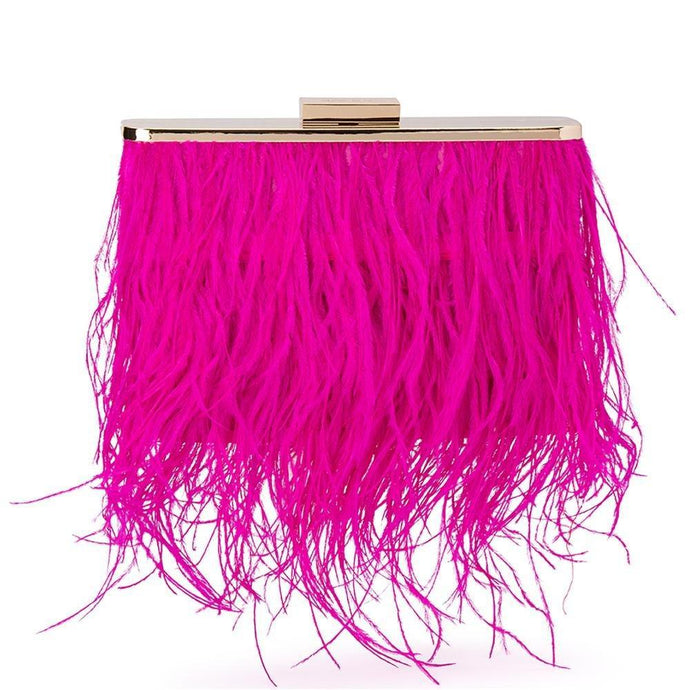 ESTELLE Feather Clutch | Fuchsia