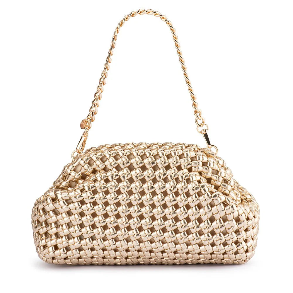 Everly Hand Woven Clutch | Gold