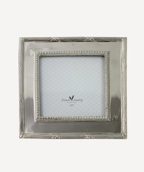 Beaded Nickel Square Photo Frame