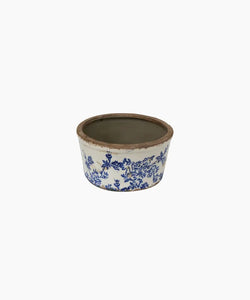 Blue Floral Wide Pot