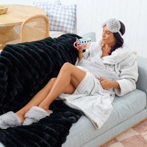Cosy Luxe Waffle Bath Robe | Light Grey