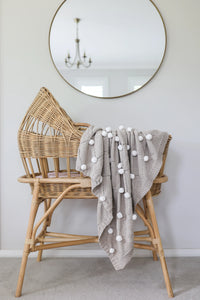Pom Pom Baby Blanket | Petal with Ivory Poms