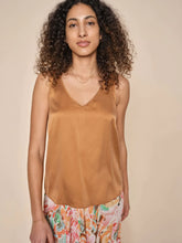 Load image into Gallery viewer, Astrid V-neck Silk Tank Top | Pecan Brown