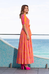 Delphine Maxi Dress | Pineapple Hot Pink Orange
