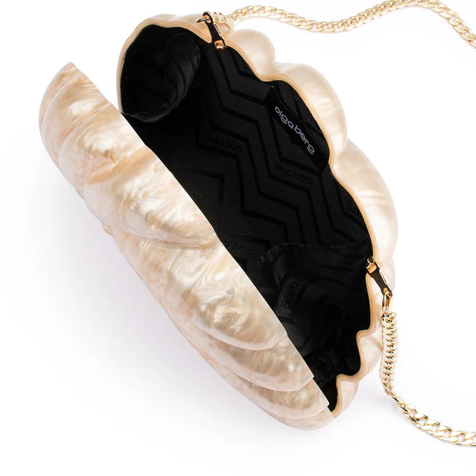 Indi Acrylic Shell Clutch | Natural