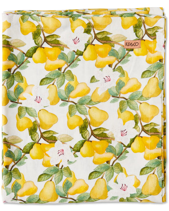 Summer Lily White Linen Tablecloth