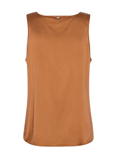 Astrid V-neck Silk Tank Top | Pecan Brown