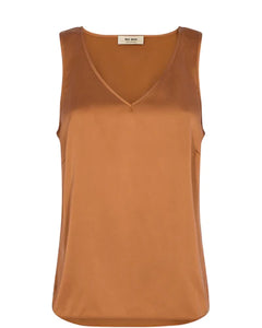 Astrid V-neck Silk Tank Top | Pecan Brown