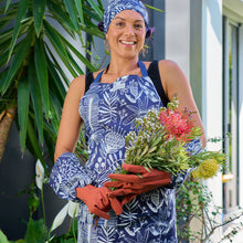 Load image into Gallery viewer, Long Sleeve Linen Garden Gloves | Navy Natives