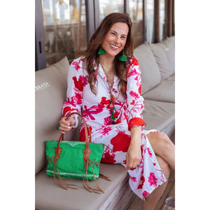 Sleeves Flower Dress | Pink