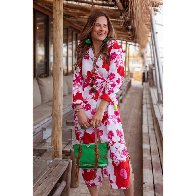 Sleeves Flower Dress | Pink