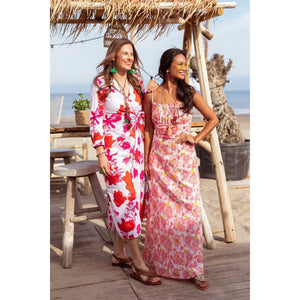 Sleeves Flower Dress | Pink