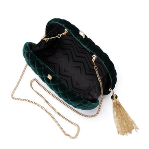 Rikki Quilted Velvet Clutch | Emerald