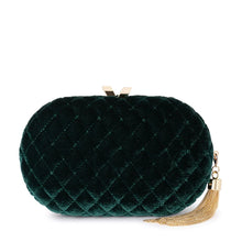 Load image into Gallery viewer, Rikki Quilted Velvet Clutch | Emerald