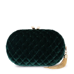 Rikki Quilted Velvet Clutch | Emerald