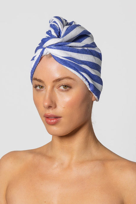 Riva Hair Towel Wrap | fontina stripe