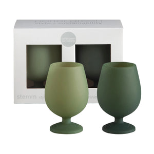 sage + olive | stemm | silicone unbreakable wine glasses