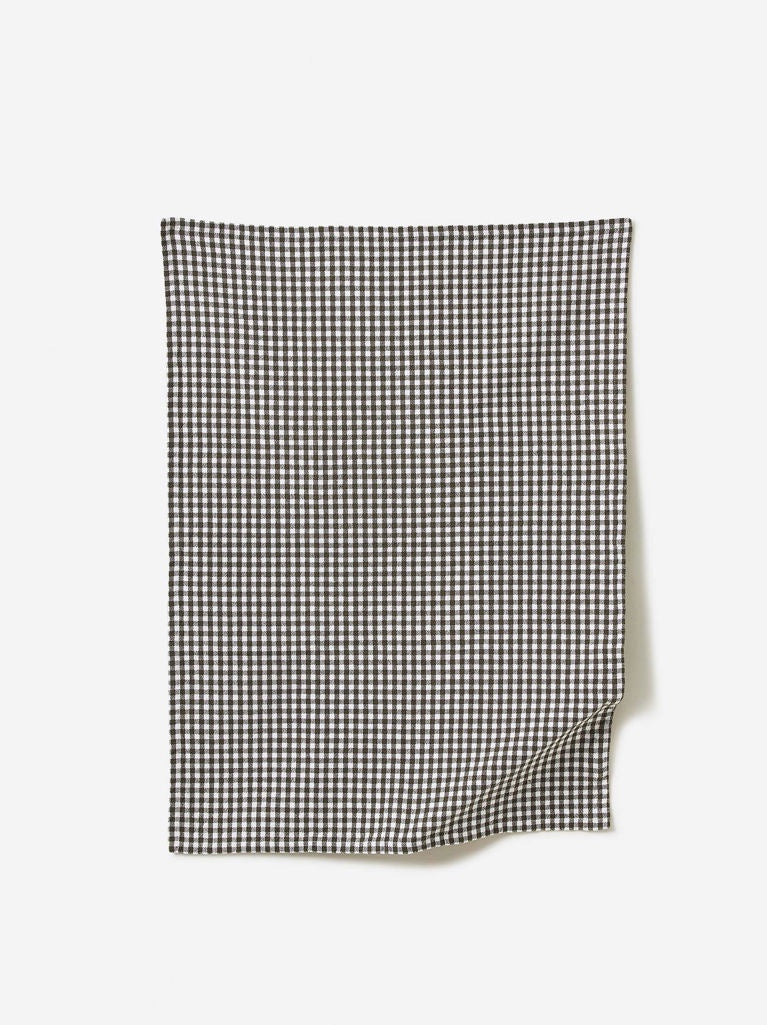 Gingham Washed Cotton Tea Towel | Olive